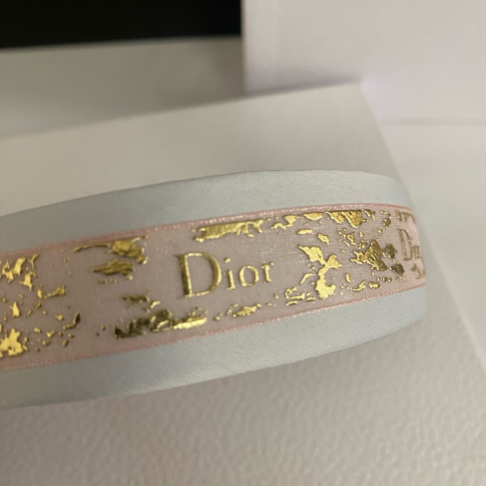 Dior Gold and Pink Ribbon Logo Headband - Picture 5 of 6